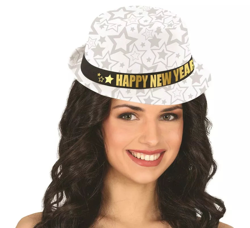 Translation missing: de.Gorro Gángster Happy New Year blanco