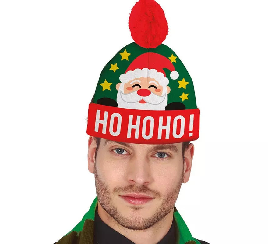 Translation missing: es.Gorro Navideño Papá Noel Ho Ho Ho con efecto lana