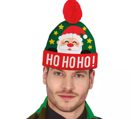 Gorro Navideño Papá Noel Ho Ho Ho con efecto lana