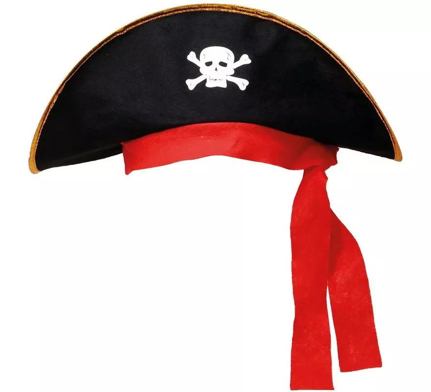 Gorro o Sombrero de Pirata negro con Calavera