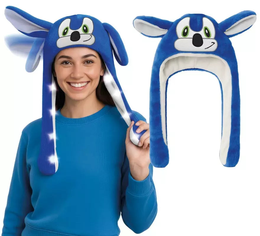Gorro Orejas Erizo azul con Movimiento y luz