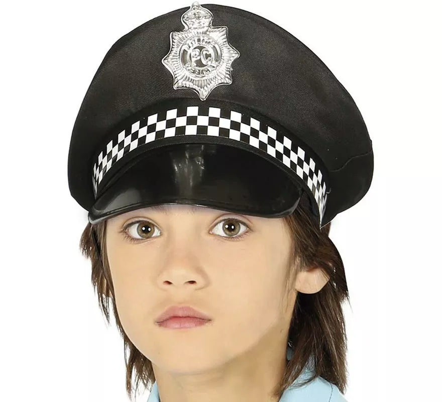 Gorro Policía con placa plateada