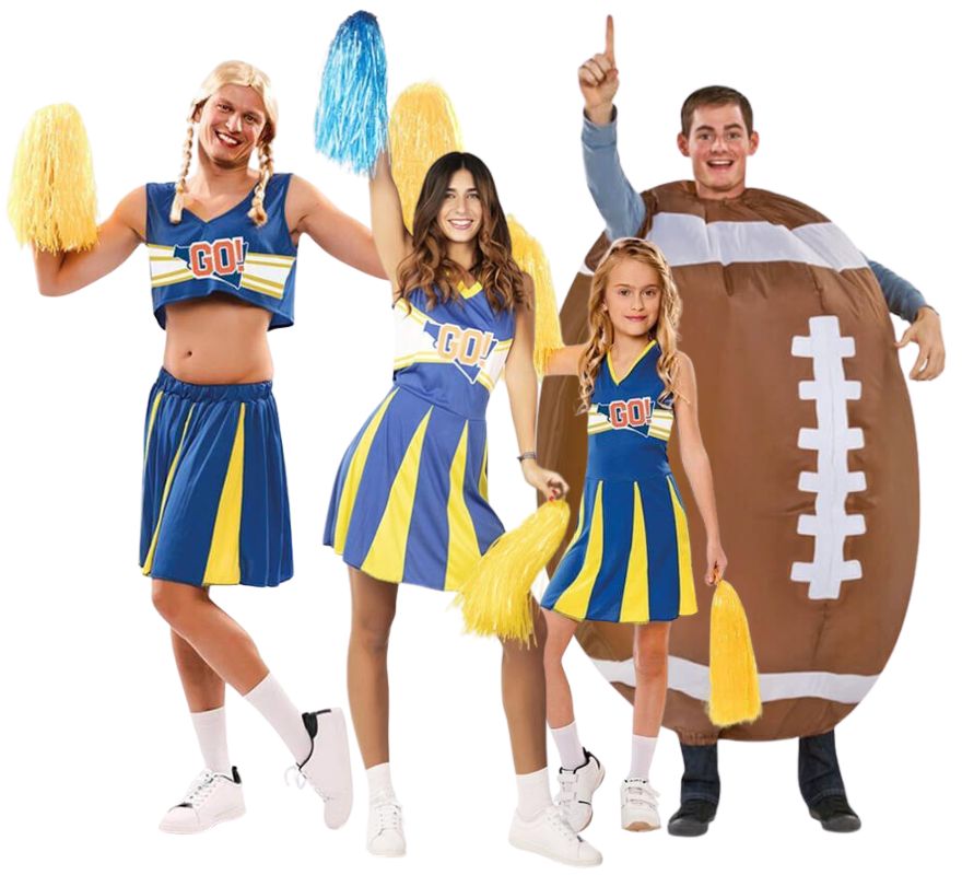 Cheerleading-Gruppe mit Rugby-Ball