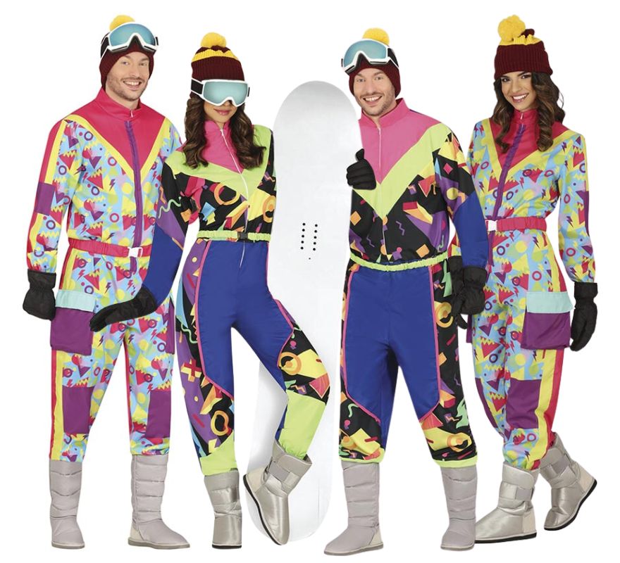 Gruppe von Skifahrern aus den 80er Jahren