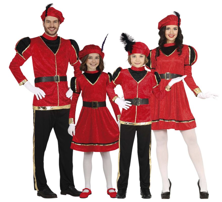 Elegante Pagen-Gruppe in Rot