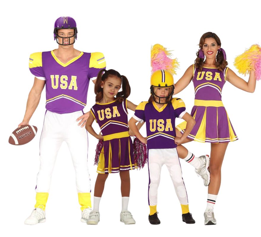 Translation missing: de.Grupo de Quarterback y Animadoras color morado