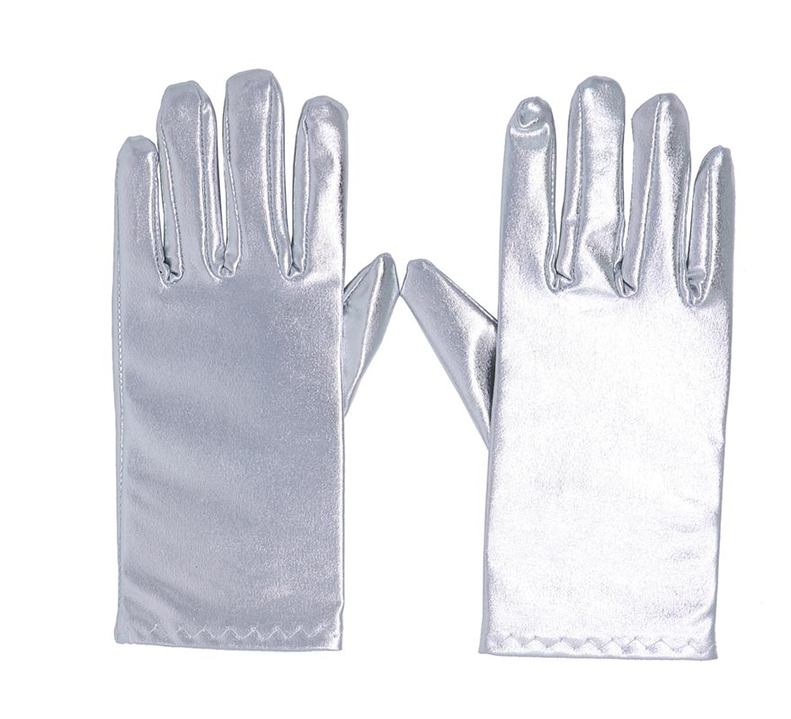 Guantes cortos color plata 22 cm