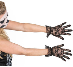Schwarze Spitzenhandschuhe 23 cm