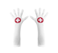Weiße Stillhandschuhe mit Kreuz