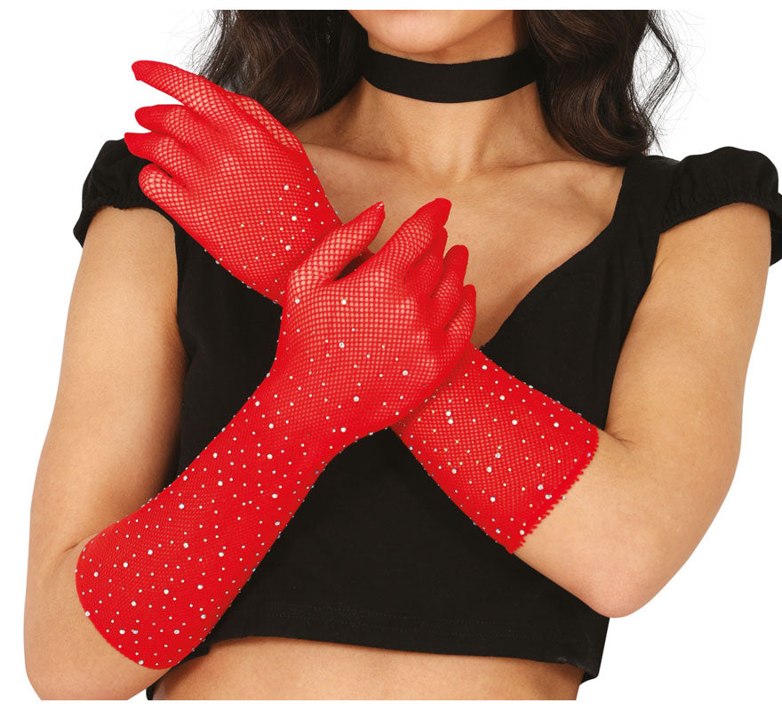 Translation missing: de.Guantes de Malla con pedrería en varios colores de 30 cm adulto