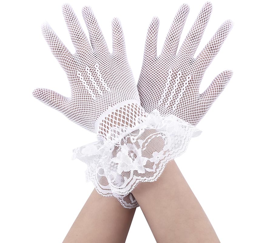 Guantes de Red Blanco con Encaje
