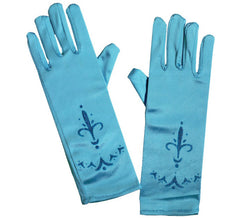 Lange blaue Prinzessinnenhandschuhe für Kinder von 24 cm