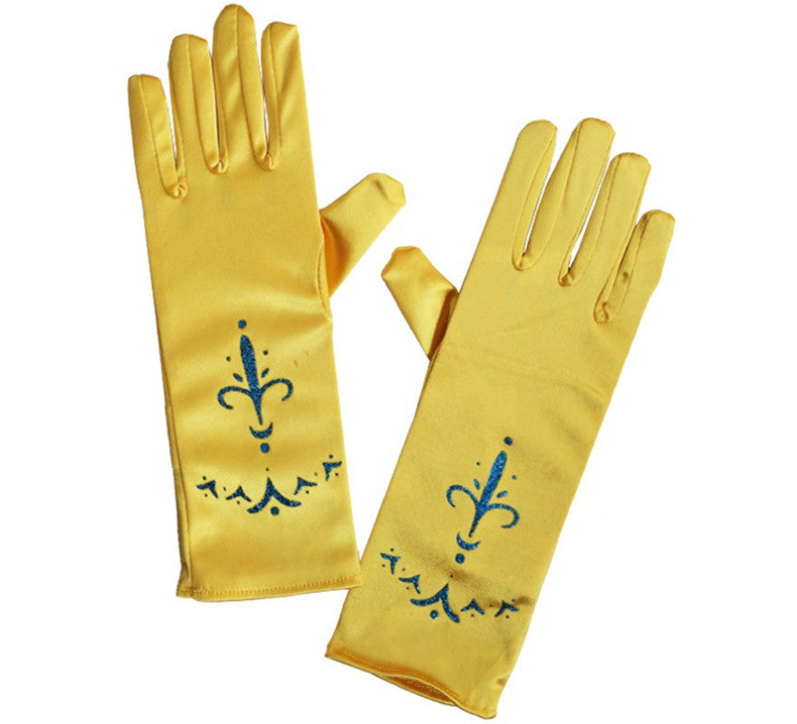 Translation missing: de.Guantes largos de Princesa dorados infantiles de 24 cm