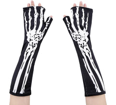 Lange fingerlose Skeletthandschuhe