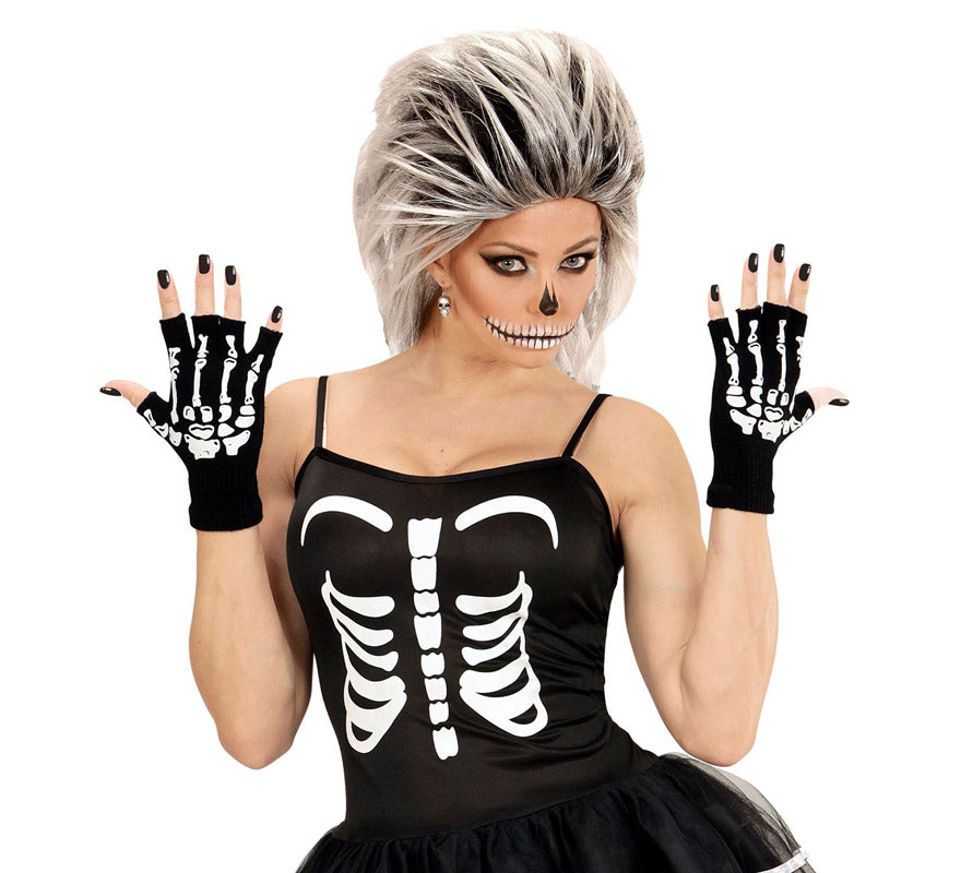 Guantes Mitones de Esqueleto de Lana