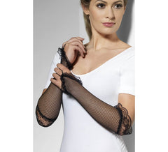 Schwarze fingerlose Handschuhe mit Spitze