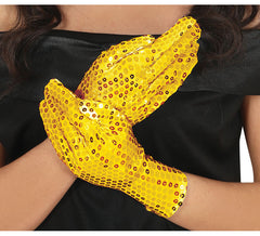 Goldene Pailletten-Handschuhe für Erwachsene 22 cm