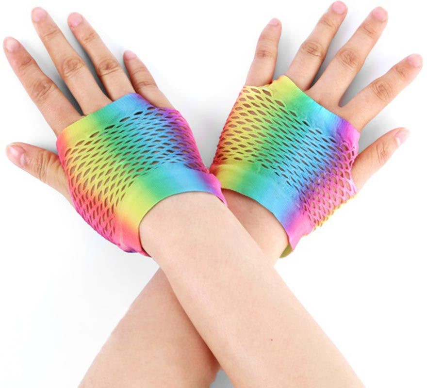 Translation missing: de.Guantes sin dedos de redecilla cortos Arcoíris Degradado