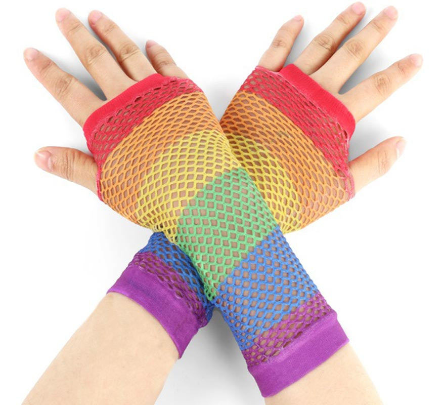 Translation missing: de.Guantes sin dedos de redecilla largos Arcoíris