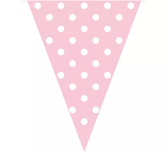 Girlande Banderines Rosa mit weißen Tops 3,6 mts