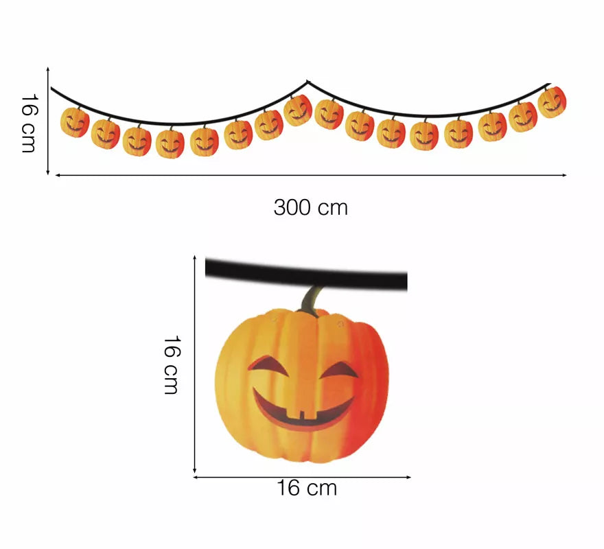 Translation missing: de.Guirnalda Calabazas de 300 cm 16X16 cm (Alta calidad)