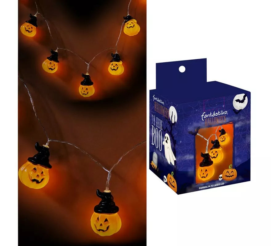 Translation missing: de.Guirnalda de 10 Calabazas con Sombrero con LED de 150 cm