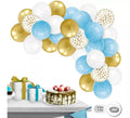 Guirnalda de 30 Globos Azules, blancos y dorados