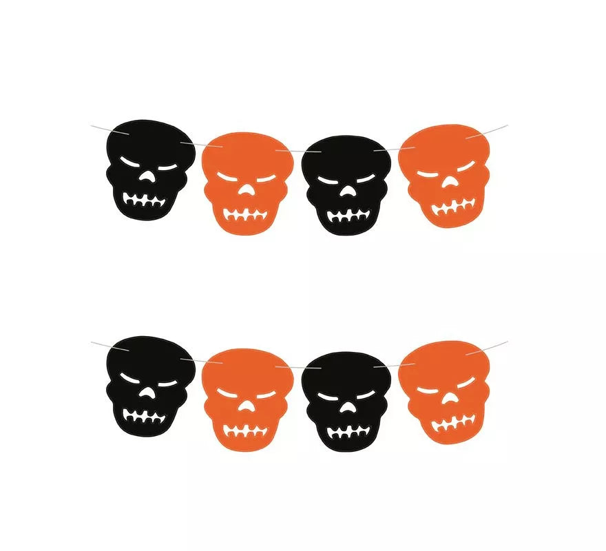 Translation missing: de.Guirnalda de Calavera negro y naranja de 3 m