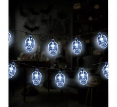Totenkopfgirlande mit Licht von 1,20 m