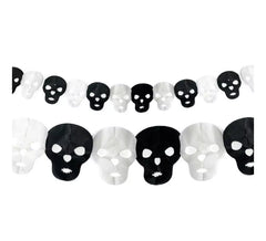Meter lange schwarz-weiße Totenkopfgirlande
