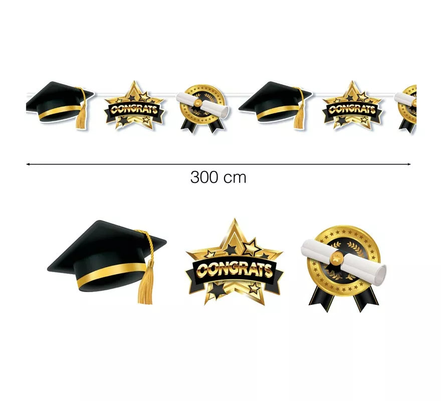 Translation missing: de.Guirnalda de Graduado negro y dorado de 300 cm