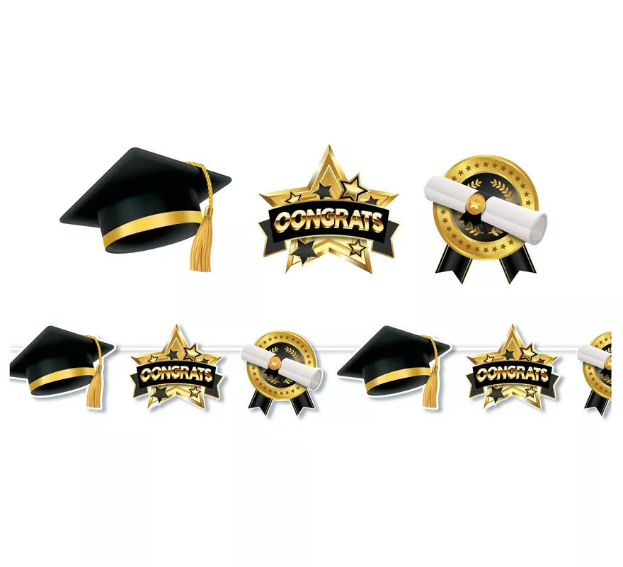 Translation missing: de.Guirnalda de Graduado negro y dorado de 300 cm