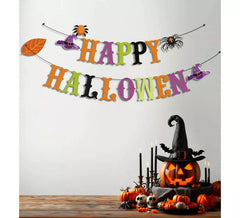 3 m lange Happy Halloween Spinnen- und Hexengirlande