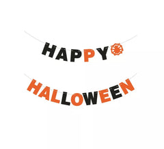 3 m lange orange und schwarze Happy-Halloween-Girlande