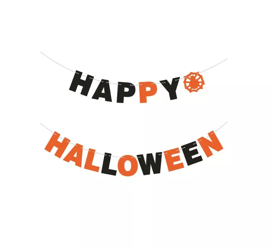 Translation missing: de.Guirnalda de Happy Halloween naranja y negro de 3 m