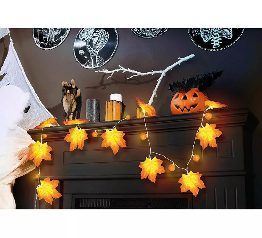 Translation missing: de.Guirnalda de Hojas Calabaza a Pilas de 20 Leds