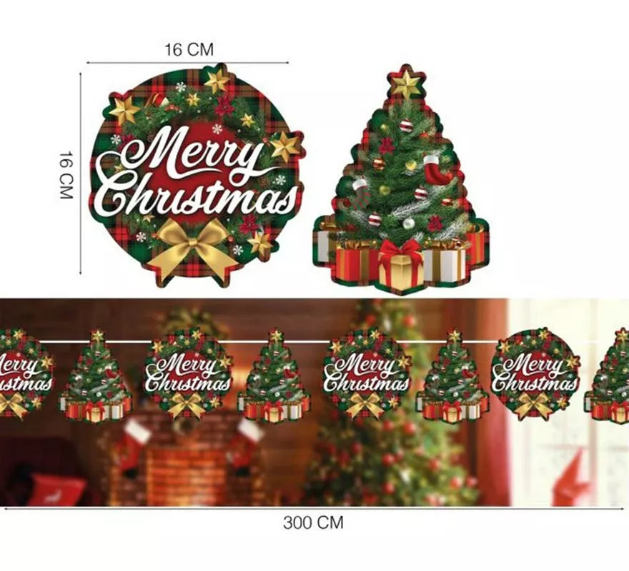 Translation missing: de.Guirnalda de Merry Christmas de 300 cm y 16x16 cm por figura