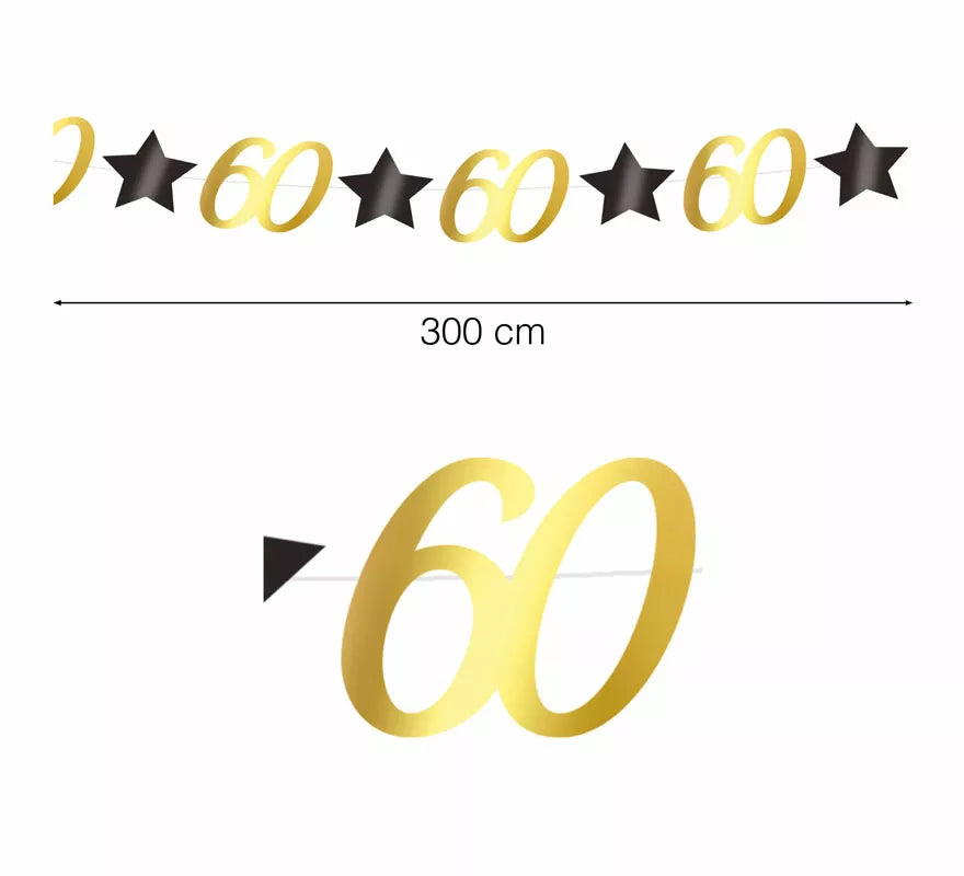 Translation missing: de.Guirnalda Dorada 60 Años Cumpleaños y Aniversarios de 300 cms