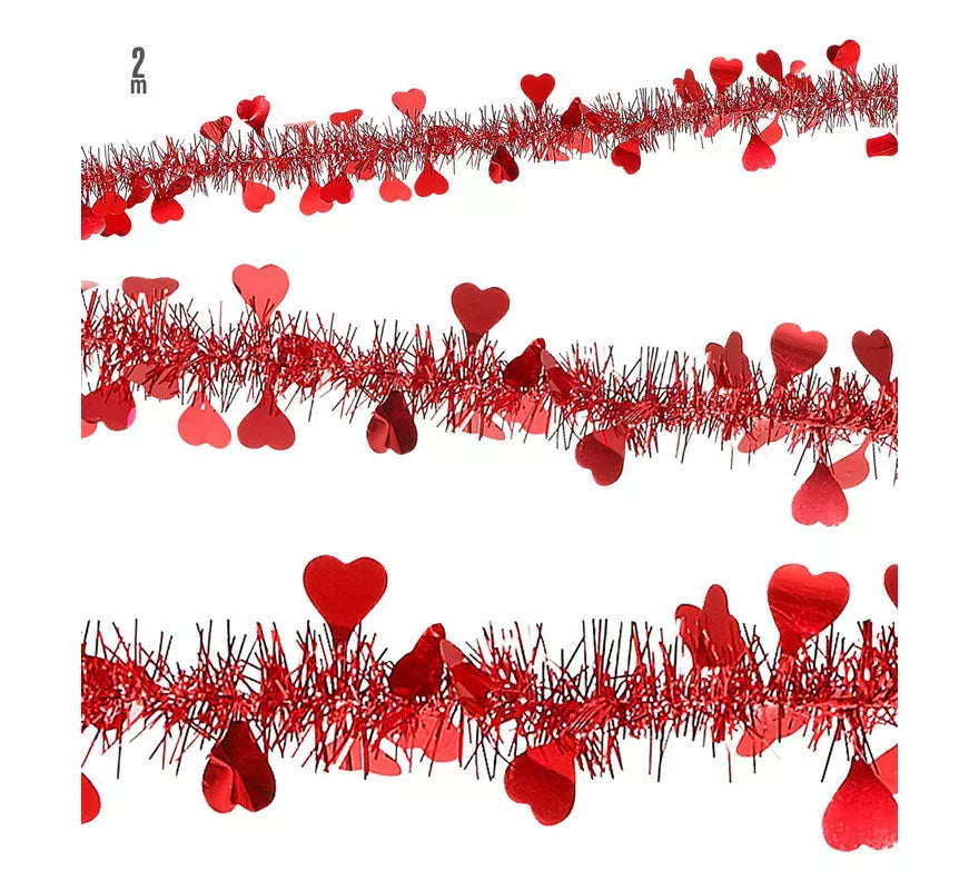 Guirnalda Espumillón de Corazones de San Valentín de 2 mts