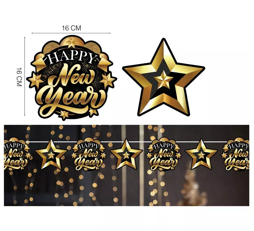 Translation missing: de.Guirnalda Happy New Year Estrellas de 300 y 16x16 cm