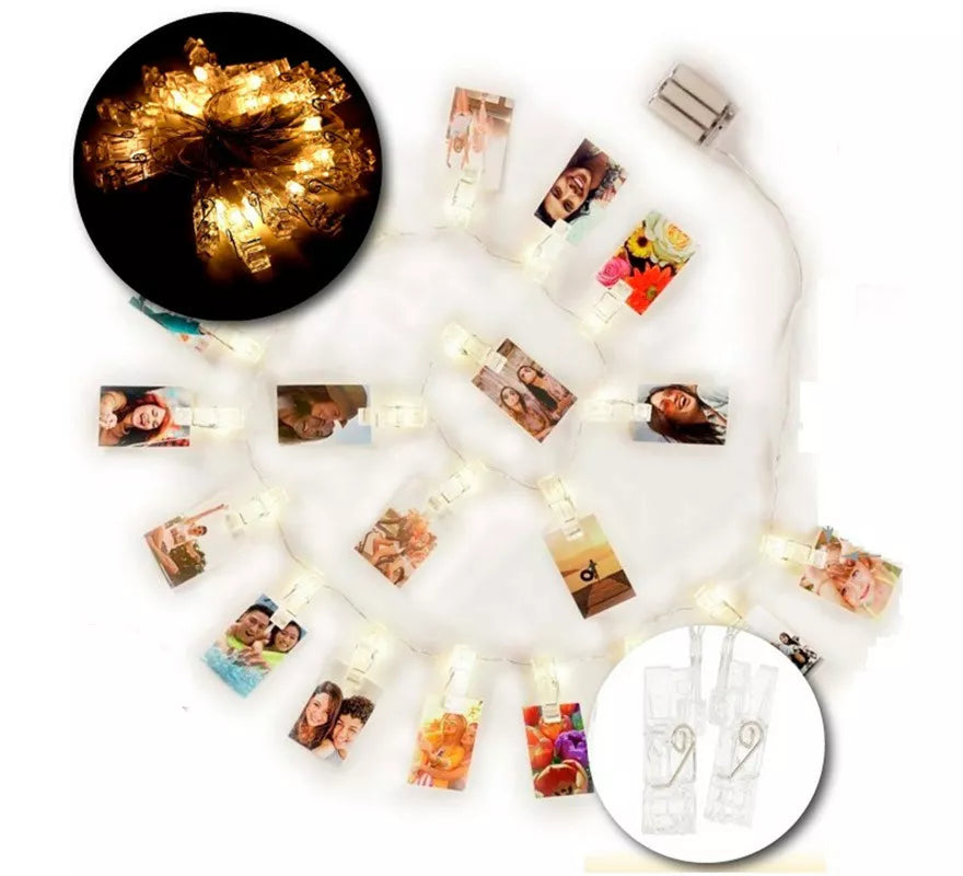 Translation missing: de.Guirnalda Led Luz Cálida para Fotos con Pinzas de 2 m