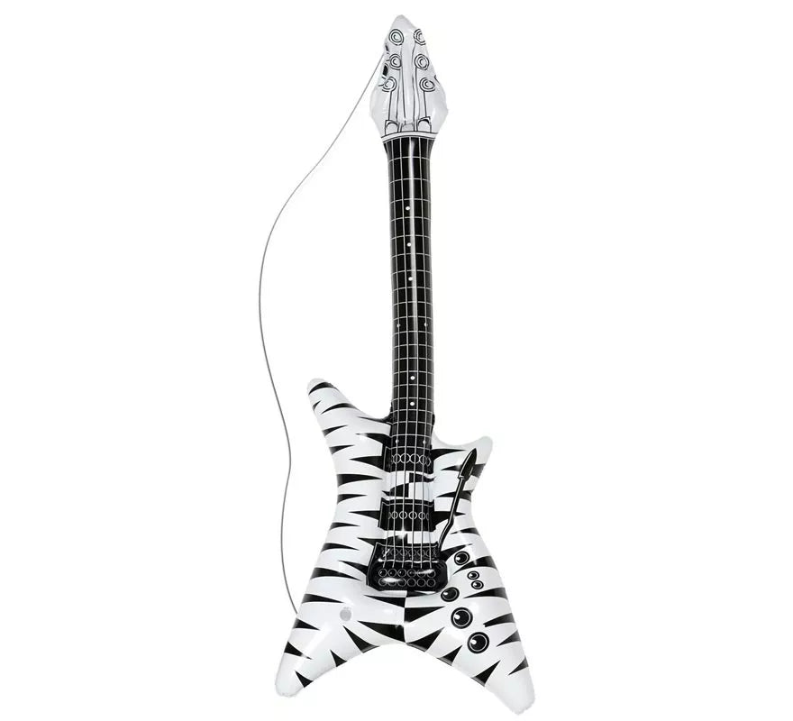 Translation missing: de.Guitarra Rockstar estampado cebra hinchable de 95 cm