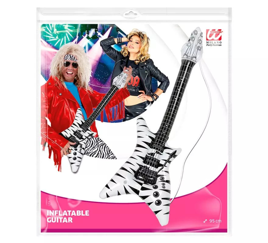 Translation missing: de.Guitarra Rockstar estampado cebra hinchable de 95 cm