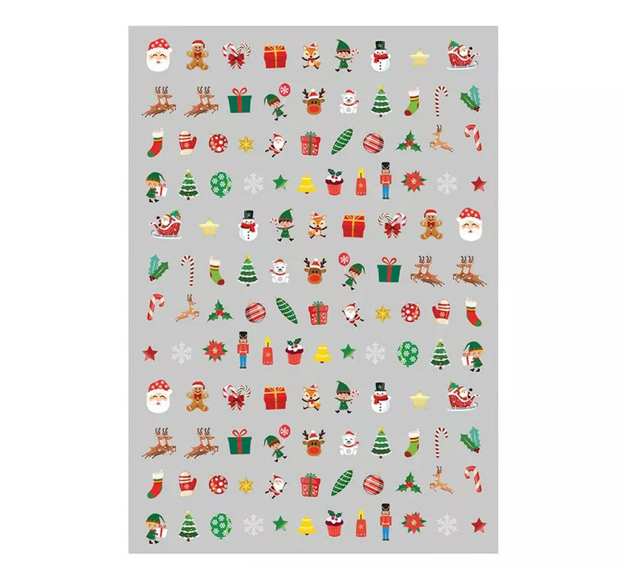 Translation missing: de.Hoja con Pegatinas para Uñas Navidad Papá Noel de 10x7 cm