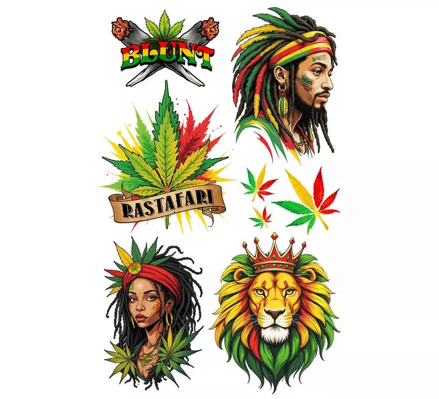 Translation missing: de.Hoja de Tatuajes Jamaicanos de 14x30 cm