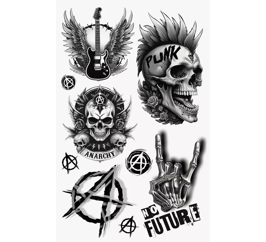 Translation missing: de.Hoja de Tatuajes Punk de 14x30 cm