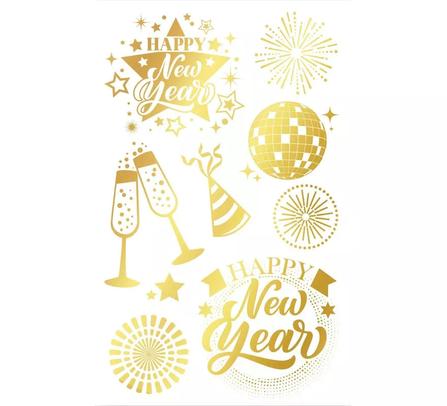 Translation missing: de.Hoja Tatuajes Happy New Year dorado