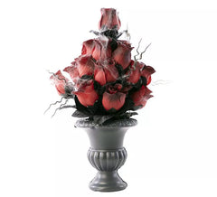 Vase mit Rosen und Spinnweben 15x15x34 cm