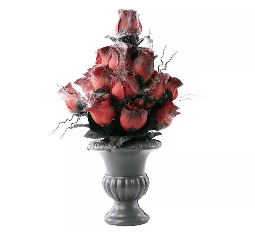 Translation missing: de.Jarrón con rosas y telarañas de 15x15x34 cm