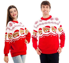 Rot-weißer Bären-Weihnachtspullover für Erwachsene